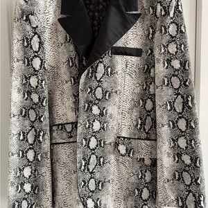 Men's Black and White Snake Print Blazer